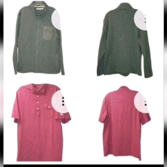 Criquet Men Large Golf Sweater Jacket Fleece Green Full Zip Polo Shirt Mauve USA - Picture 16 of 16